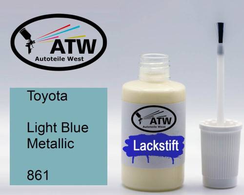 Toyota, Light Blue Metallic, 861: 20ml Lackstift, von ATW Autoteile West.